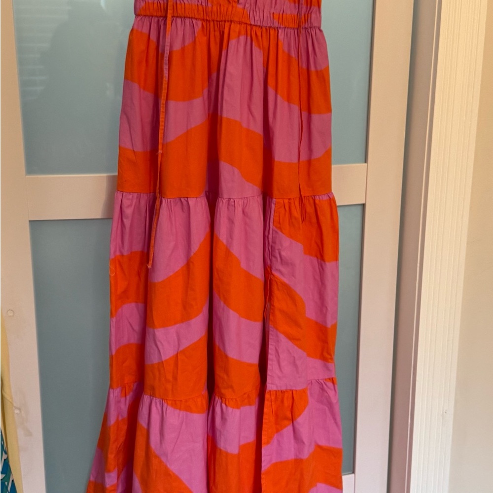 The Drop Pink and Orange Halter Maxi Sundress with slit - Picture 12 of 12